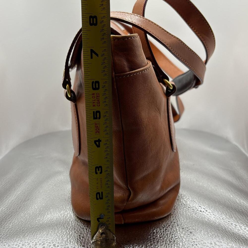 Vintage Handmade Leathercraft by Emi Cognac Leather Flap Medium Tote Bag - Picture 5 of 8
